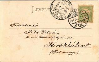 1904 Budapest VII. Keleti pályaudvar, kirándulás Budapestre. Montázs repülő úriemberrel, esernyővel ...