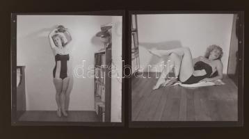Fürdőruhás hölgy, 2 db fotónegatív, 6×6 cm
