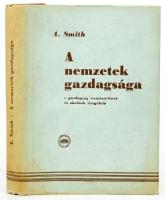 Smith, [Adam]: A nemzetek gazdagsága. E gazdagság természetének és okainak vizsgálata. Ford.: Bilek Rudolf. Dr. Mátyás Antal előszavával. Bp., 1959, Akadémiai Kiadó. Kiadói egészvászon-kötés, kissé sérült, foltos kiadói papír védőborítóban, belül jó állapotban.