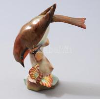 Herendi madárka pillangóval Kézzel festett, jelzett, hibátlan 13 cm