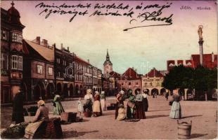 1916 Jicín, Námestí / square, market, shop of O. Goliath (EK)