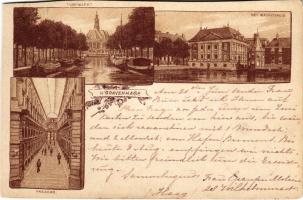 1893 (Vorläufer!!!) Den Haag, s'-Gravenhage, The Hague; Turfmarkt, Het Mauritshuis, Passage. Art Nouveau, floral, litho (cut)