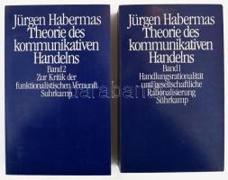 Jürgen Habermas: Theorie des kommunikativen Handelns. Band I-II. I.: Handlungsrationalität und gesellschaftliche Rationalisierung. II.: Zur Kritik der funktionalistischen Vernunft. Frankfurt am Main, 1981, Suhrkamp Verlag. Első kiadás. Német nyelven. Kiadói papírkötés.