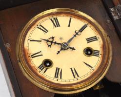 Felesütős fali óra, ingajáratos, fa házzal, működik 68 cm