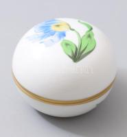 Herendi virág mintás dobozka. Kézzel festett, jelzett, hibátlan d: 8 cm