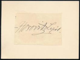 Horovitz Lipót (Leopold Horovitz) (1838-1917) festőművész autográf aláírása papírkivágáson, kartonra ragasztva. Proveniencia: Gerő Ödön (1863-1939) művészeti szakíró, újságíró lánya, Gerő Zsófia (1895-1966) hagyatékából.