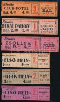 cca 1930-1940 Budapesti mozijegyek, 6 db