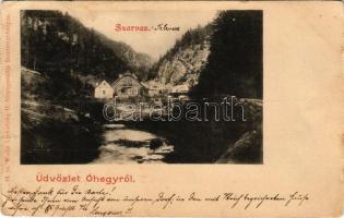 1900 Alsószarvas, Szarvas, Dolny Jelenec (Óhegy, Staré Hory, Besztercebánya); Óhegy. Lechnitzky O. kiadása / mountain, lake (EB)