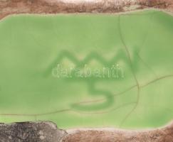 Gorka Géza (1894-1971): Zöldes hal, mázas kerámia (Nógrádverőce), jelzett, lepattanással, 19 cm