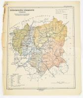 1913 Háromszék vármegye térképe, Kogutowicz: Megyei térképek, 1 : 350.000, Bp., Magyar Földrajzi Intézet R.T., lapszéli sérülésekkel, 38x30,5 cm