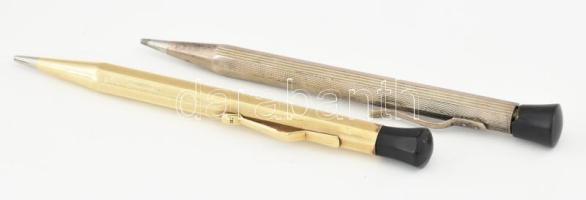 Arany és ezüst töltőceruza pár. 14k arany (Au) borítás, jelzett, + ezüst (Ag) borítás. XX. sz. eleje 12 cm