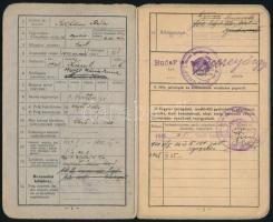 1940 Bp., M. Kir. Mária Terézia 1. Honvéd Gyalogezred igazolványi lap