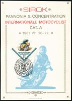 1981 Sirok Pannonia 5. Concentration Internationale Motocyclist Cat. A motorverseny emléklap