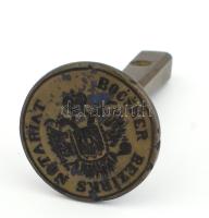 cca 1850 Osztrák címeres "Böcsker Bezirk Notariat " feliratos pecsétnyomó d: 28 mm m: 6 cm