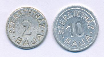 Baja DN "Szeretetház" 2xklf egyoldalas Al bárca "2" + "10" értékben (19,5mm + 21,5mm) T:VF