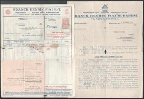 cca 1939 Franck Henrik Fiai Rt. kávékereskedők 6 db számla