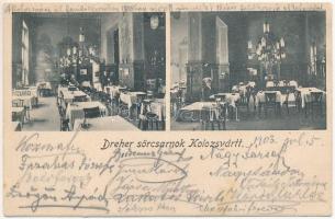 1903 Kolozsvár, Cluj; Dreher sörcsarnok, belső pincérrel / beer hall, interior with waiter (EK)
