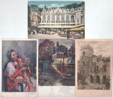 Kb. 20 db RÉGI első világháborús bélyegzős képeslap, közte: hadihajók, vegyes minőségben