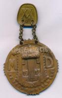 1930. "MD - 1912 - Az Érdem Jutalmául - XX" bronz dalos jelvény (38mm) T:XF tű hiányzik