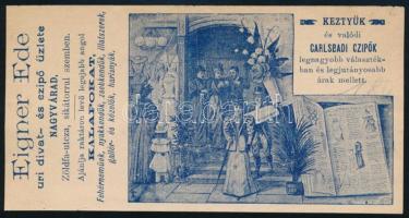 Eigner Ede úri divat- és cipőüzlete Nagyvárad számolócédula