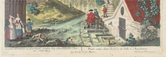 cca 1730 Georg Merz: Gesund Brunnen in den Stadt Graben bey dem Klincker Thor zu Augsburg kézzel szí...