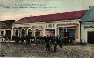 Marosludas, Ludosul de Mures, Ludus; Tolokán Jánosné Központi szállodája, vendéglője és kávéháza, Tjebo fodrász üzlete. Glück J. kiadása / hotel, restaurant and café, shop (EK)