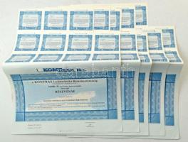 Budapest 1991. "Kontrax Irodatechnika Részvénytársaság" 10.000Ft értékű részvénye, szelvényekkel (22x), közte sorszámkövetők T:XF