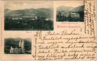 1898 (Vorläufer) Naszód, Nasaud; látkép, Román főgimnázium, Görögkatolikus templom. Rosu Sándor fényképészete (Beszterce) / general view, Romanian grammar school, Greek Catholic church (Rb)