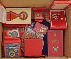 Vegyes 20db-os tétel, közte főleg szocialista kitüntetés, jelvény, emlékérem tétel nagyrészt tokokban, közte kerámia is, közte 2002. "Nők a városért" bronz emlékérem gravírozva, tokban T:vegyes