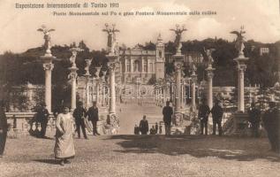 Torino 1911 International Exhibition bridge and the monumental fountain on the hill