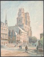 Alorain jelzéssel: Orléans, utcarészlet. Akvarell, papír, 28x22 cm