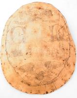 Az Amerikai Egyesült Államos története óriás teknőspáncélra faragva. 47x60 cm / History of USA carved on turtle back