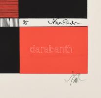 Szász Endre (1926-2003): Szürrealista kompozíció. Szitanyomat, papír, jelzett, művészpéldány EA XV/X...