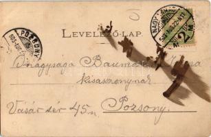 1903 Nagyvárad, Oradea; Színház utca, templom, híd, Gresham üzlete. D. K. F. E. 15. / Theatre street...