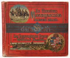 Az ezeréves Magyarország és a Milléniumi Kiállítás. Magyarország a Millennium idejében. (A kereskedelemügyi m. kir. minisztérium magas támogatása mellett, a m. kir. államvasutak kezdeményezésére és közreműködésével.) Az ezredéves kiállítási ünnepélyek, továbbá a főváros és az ország, valamint kiváló látványosságainak remek fényképgyűjteménye. Kiadja: Laurencic Gyula. Szerk.: Piványi Ernő és Timár Szaniszló a magyar és német, Fouquau Henrik a francia, Vidéky László az angol szöveget. [Magyar, német, angol és francia nyelven.] Bp., 1896., Kunossy Vilmos és Fia. Gazdag képanyaggal illusztrált. Kiadói aranyozott, festett egészvászon-kötés, sérült gerinccel, kopott borítóval, laza kötéssel, kijáró lapokkal, megviselt állapotban.