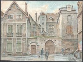 Alorain jelzéssel: Chartres, Franciaország. Akvarell, ceruza, papír, 24x32 cm