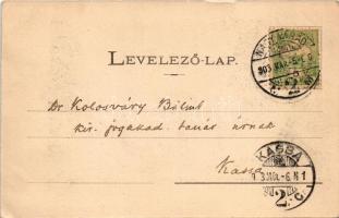 1903 Nagyvárad, Oradea; Fő utca, templom, üzletek. Helyfi László kiadása / street, church, shops (EK...