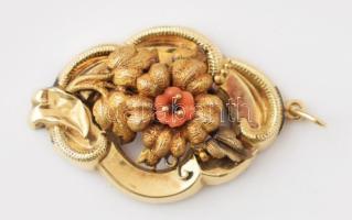 Bross virág díszítéssel. 14K arany (Au) jelzett, 5 g 4 cm