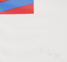 Laloy, Yves (1920-1999), francia művész: Kompozíció. Szitanyomat, papír, jelzett, 23,5x37,5 cm / Scr...