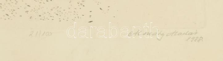 Almásy Aladár (1946-): Galambetető kisleány. Rézkarc, papír, jelzett, számozott (21/100), lapon apró...