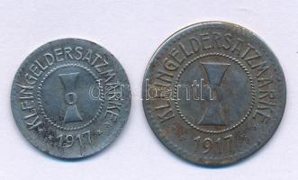 Német Birodalom / Mühlhausen - Thüringen 1917. 10pf Fe + 50pf Fe szükségpénz T:VF, patina German Empire / Mühlhausen - Thüringen 1917. 10 Pfennigs Fe + 50 Pfennigs Fe necessity money (notgeld) C:VF, patina