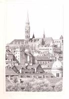 Molnár Gabriella (1940-): Várhegy. Rézkarc, papír, jelzett, számozott (35/100). Lap széle kisebb gyűrődésekkel. 29,5×19 cm