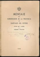 Cáceres, José Ignacio: Mensaje del Gobernador de la Provincia de Santiago del Estero - - a la Honora...