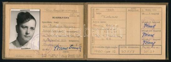 1961 Árpád Kórház arcképes igazolványa segédorvos részére