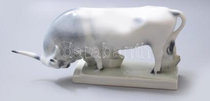 Zsolnay szürkemarha.Terv.:Sinkó András. Kézzel festett, jelzett, hibátlan m:15 cm, h:31 cm