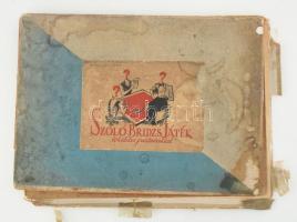 Szóló bridzs játék eredeti, sérült dobozában ca 1930 35x27 cm