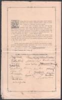 1906 A Marosvásárhelyi Református Kollégium végzett diákjai által aláírt emléklap