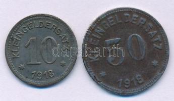 Németország / Weimari Köztársaság / Querfurt 1918. 10pf Fe + 50pf Fe szükségpénz T:VF, patina Germany / Weimar Republic / Querfurt 1918. 10 Pfennigs Fe + 50 Pfennigs Fe necessity money (notgeld) C:VF, patina