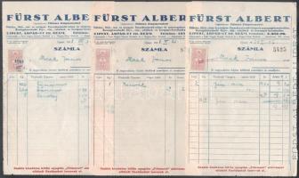 cca 1936-39 Újpest, Fürst Albert Pálinka-, likőr-, rum- és ecetgyár 8 db számlája