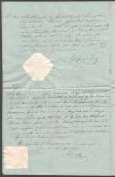 1852 Óbuda (Altofen), adóslevél (Schuld-Schein), 2 db szárazbélyegzővel, 10 krajcár nyomatott okmány...